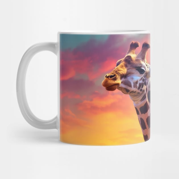 Giraffe Animal Wildlife Wilderness Colorful Realistic Illustration by Cubebox